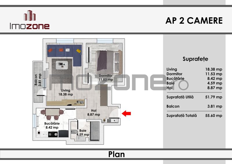 Lujerului, Grand Via, 2 camere, etajul 2, lift, mobilat, utilat, comision 0%.